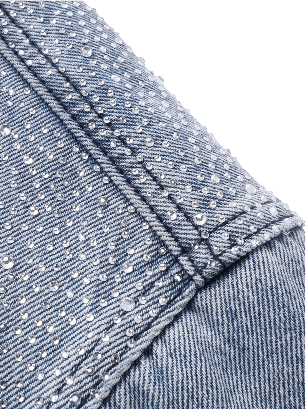 LUMINOUS DAWN RHINESTONE PEARL DENIM TRUCKER JACKET
