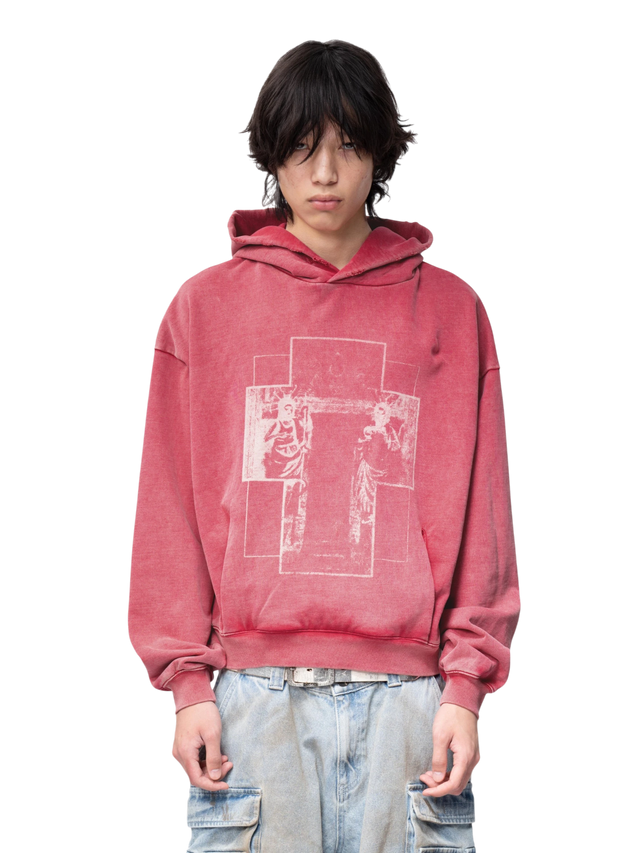 DOUBLE SAINTS DISCHARGE-PRINT HOODIE
