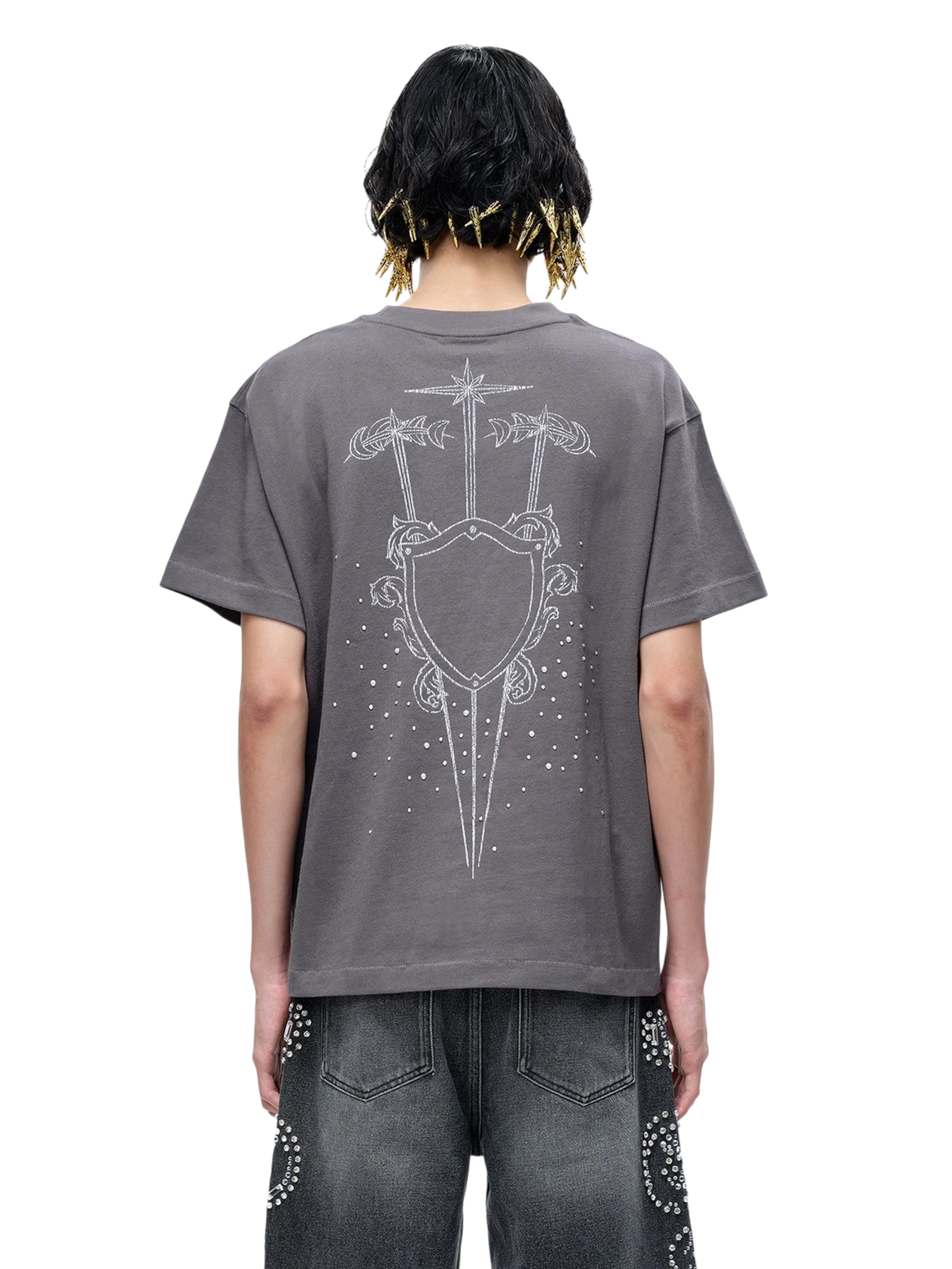 TBHNP Luminous Dawn sketch knight rhinestone t-shirt — men's streetwear graphic tee