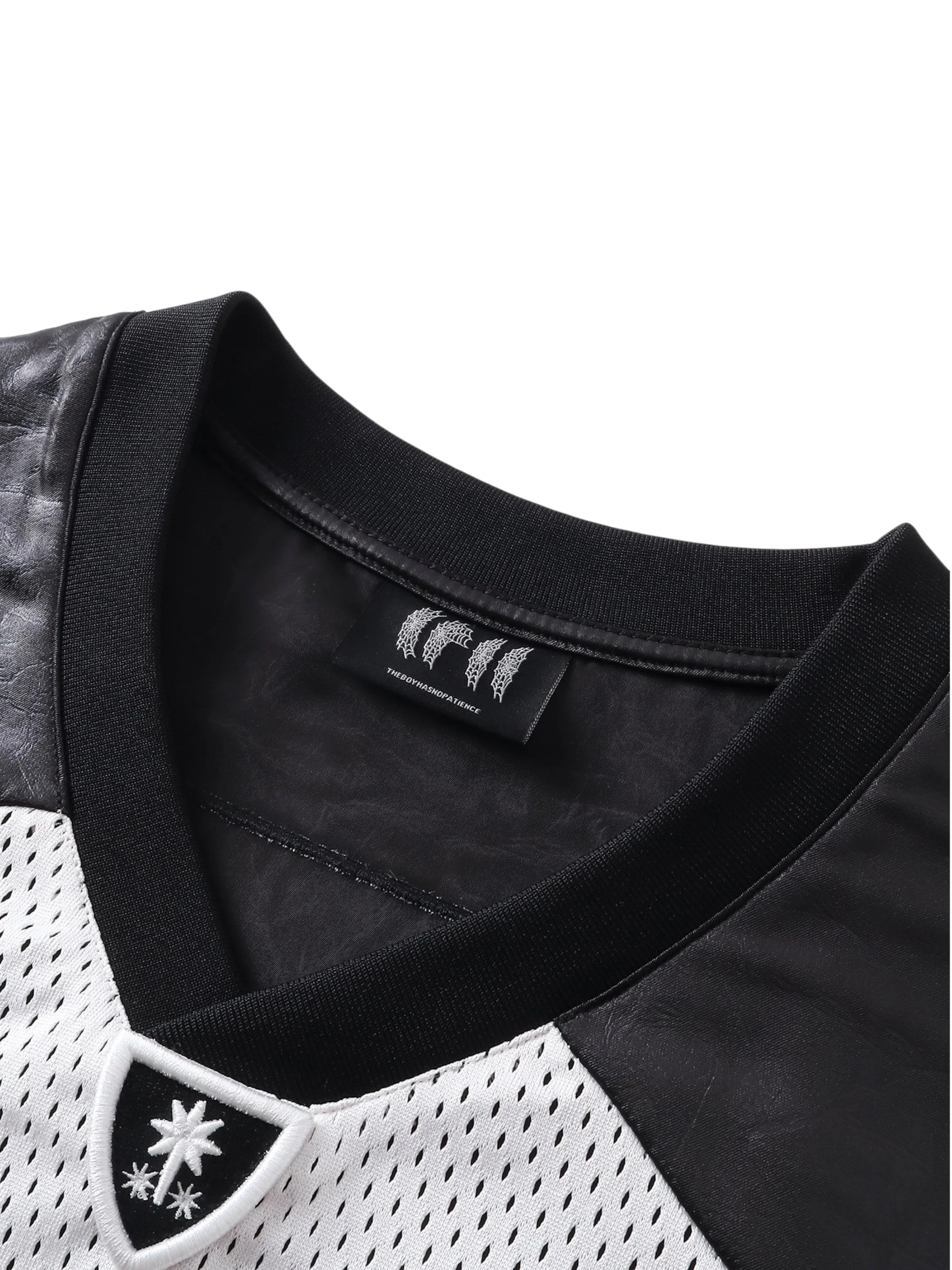 TBHNP Luminous Dawn sword and knight mesh football jersey with leather sleeves, navy blue — men's streetwear jersey