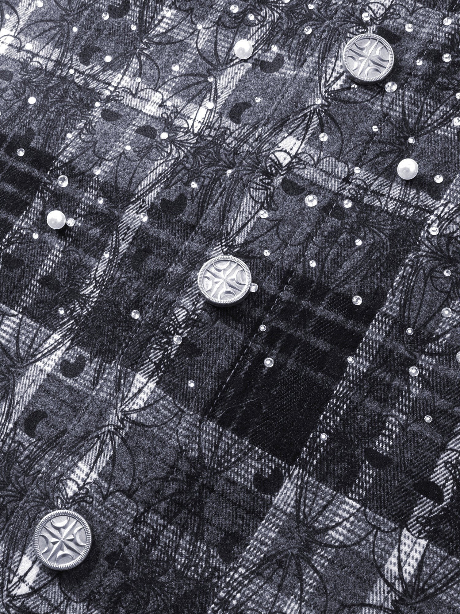 TBHNP Luminous Dawn rhinestone bat pattern plaid flannel shirt — men's gothic streetwear button-up