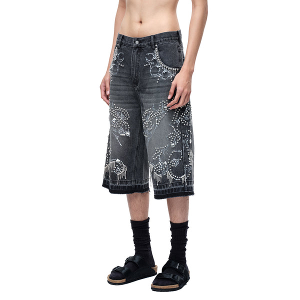 LUMINOUS DAWN RHINESTONE CROPPED JEANS