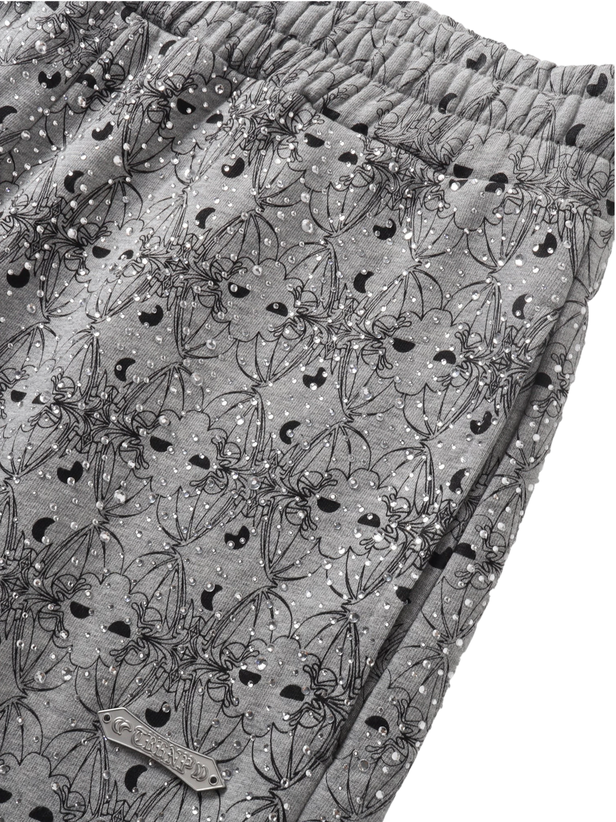 TBHNP Luminous Dawn all-over rhinestone wide-leg pants — men's streetwear pants