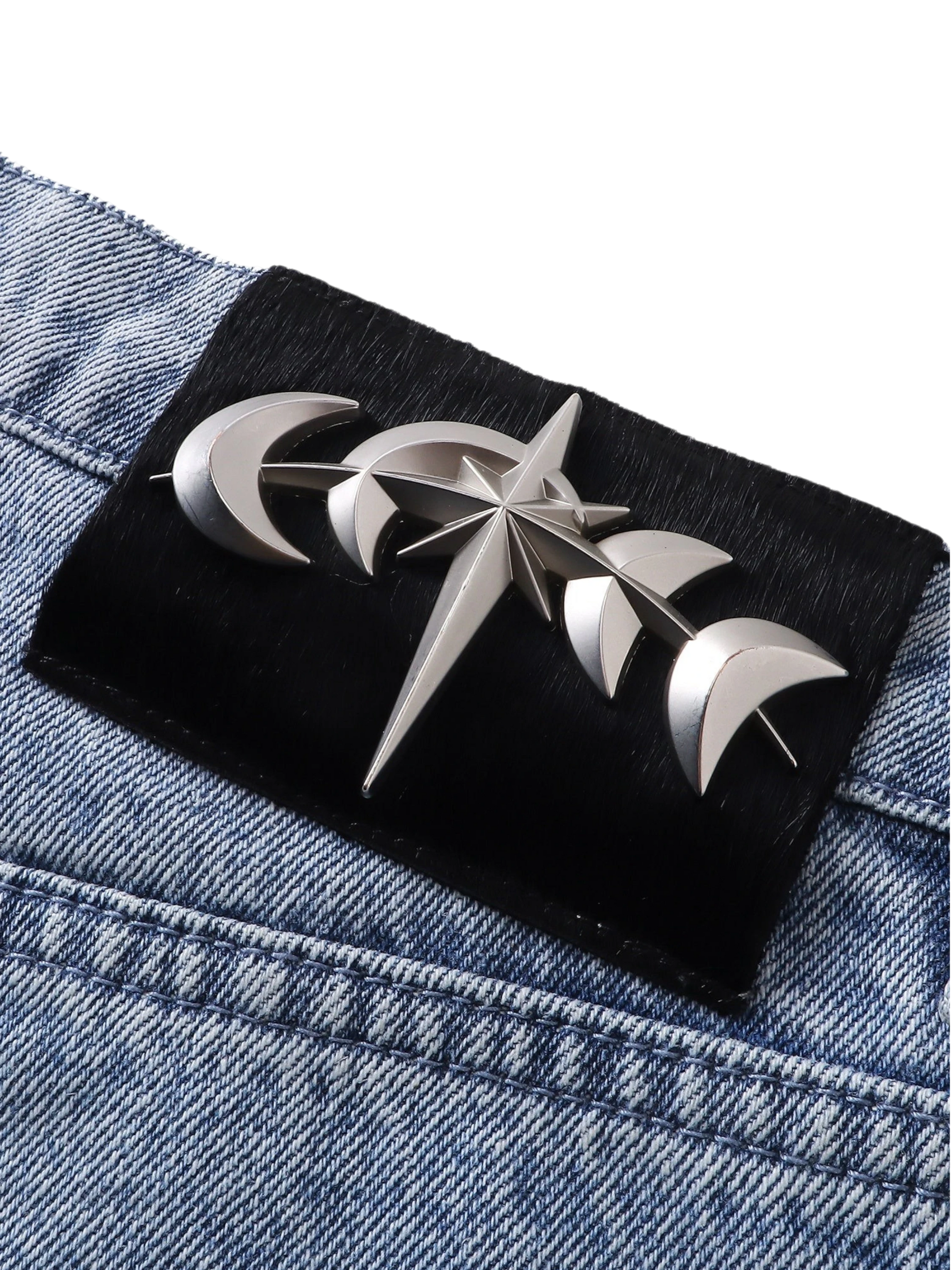 TBHNP Luminous Dawn cobweb rhinestone cropped jeans — men's streetwear denim