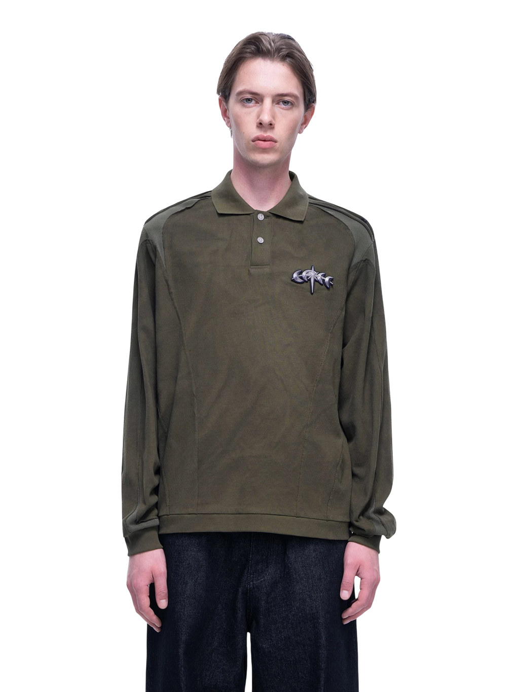 LUMINOUS DAWN STRUCTURED SEAM LONG-SLEEVE POLO