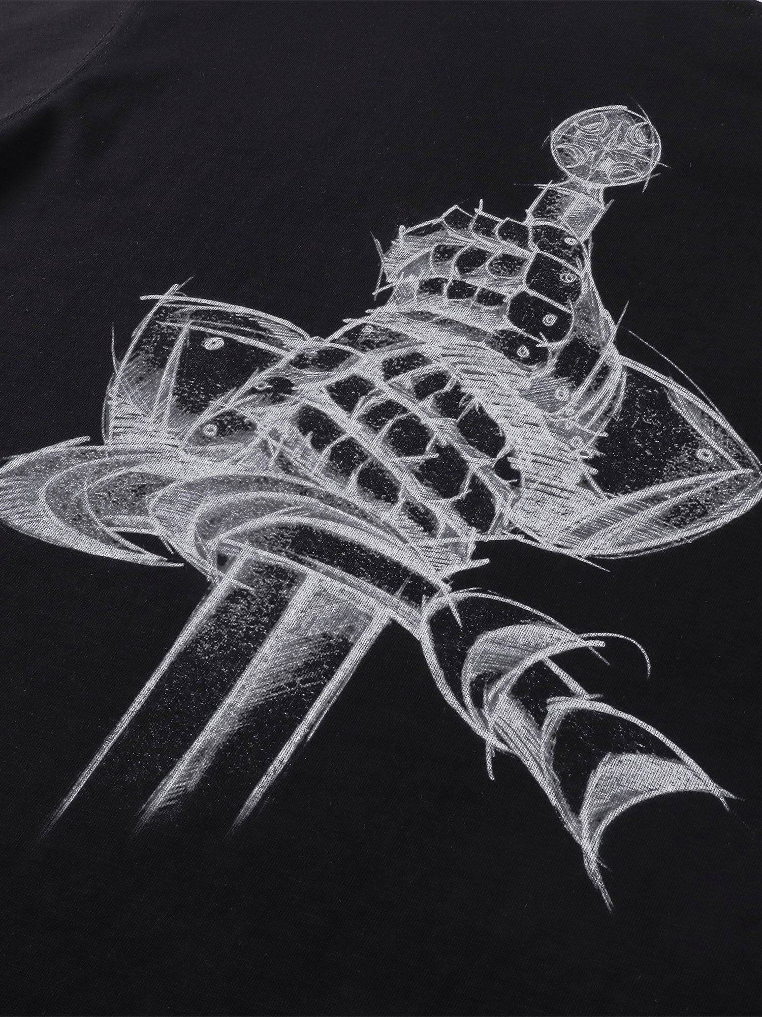TBHNP Luminous Dawn sketch knight rhinestone ringer tee — men's streetwear graphic tee