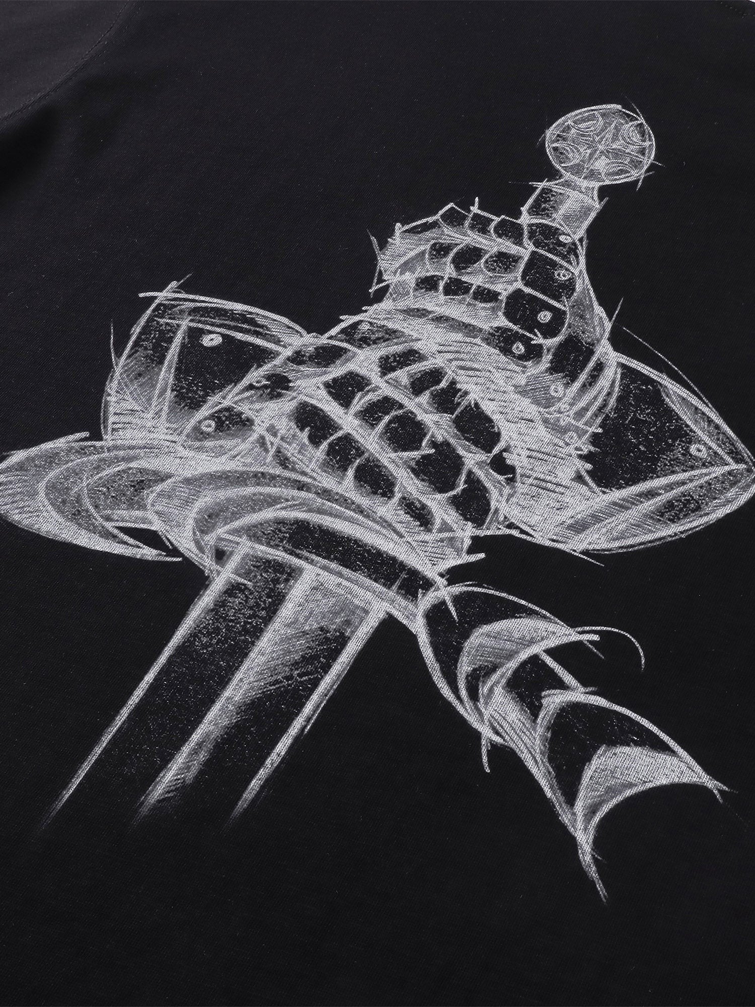 TBHNP Luminous Dawn sketch knight rhinestone ringer tee — men's streetwear graphic tee