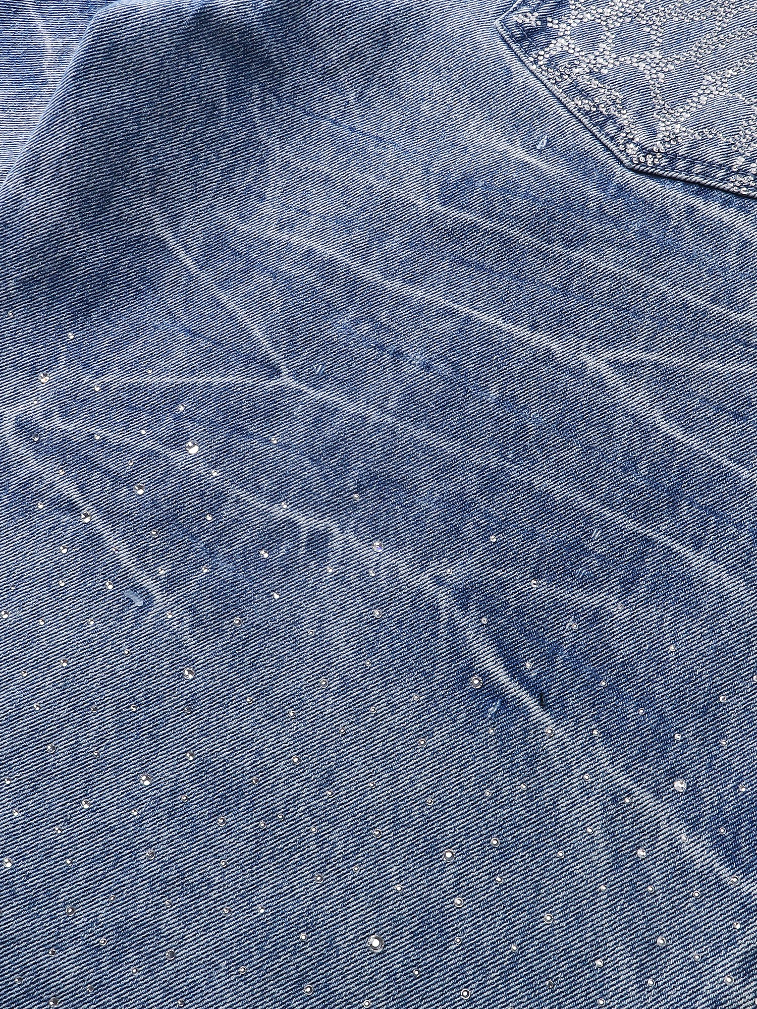LUMINOUS DAWN RHINESTONE COBWEB  CROPPED JEANS