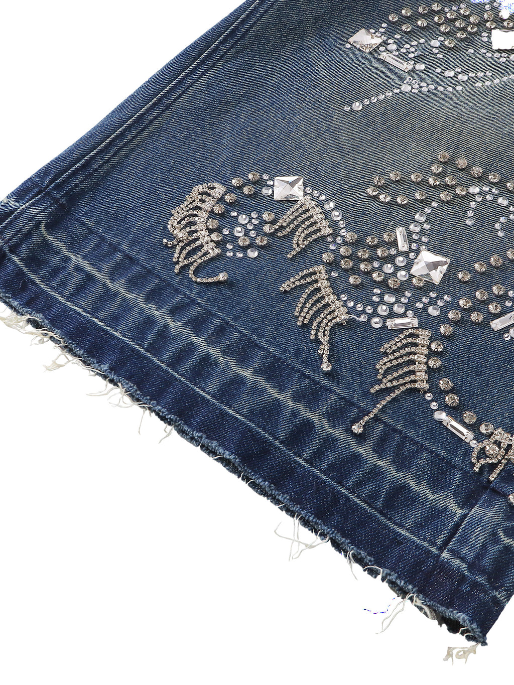 LUMINOUS DAWN RHINESTONE CROPPED JEANS
