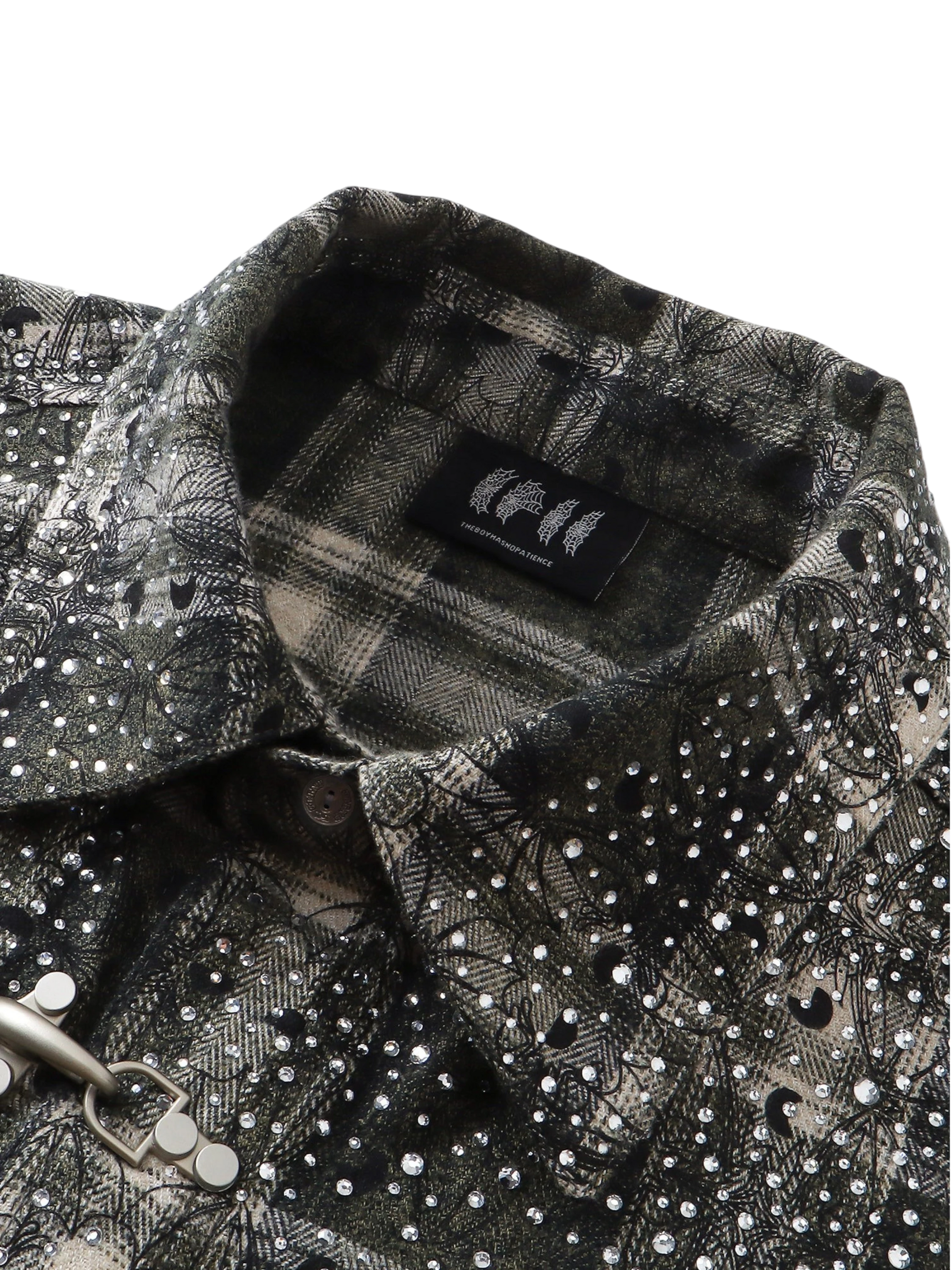 TBHNP Luminous Dawn Shadowbat buckle plaid flannel shirt — men's gothic streetwear button-up