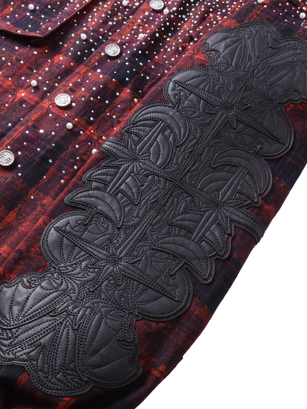 LUMINOUS DAWN RHINESTONE PEARL BAT PATTERN L-S SHIRT