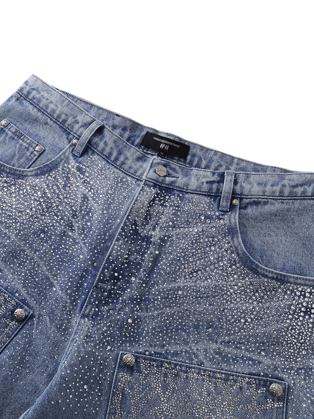 LUMINOUS DAWN RHINESTONE COBWEB  CROPPED JEANS