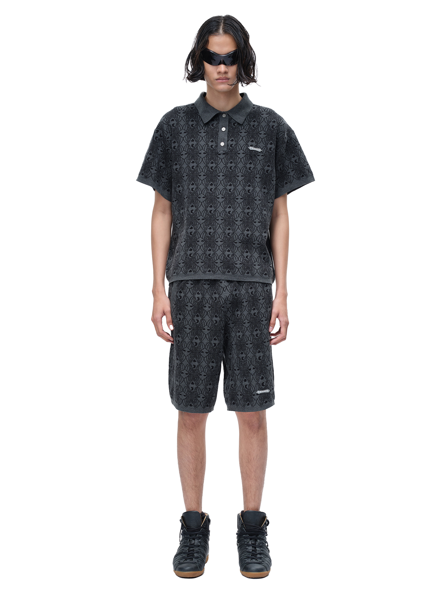 LUMINOUS DAWN BAT PATTERN POLO TEE