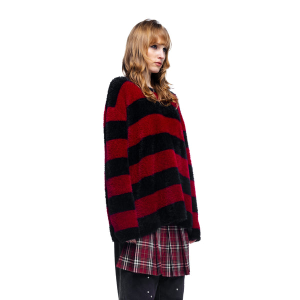 PRINCE OF DARKNESS FAUX FUR STRIPED SWEATER