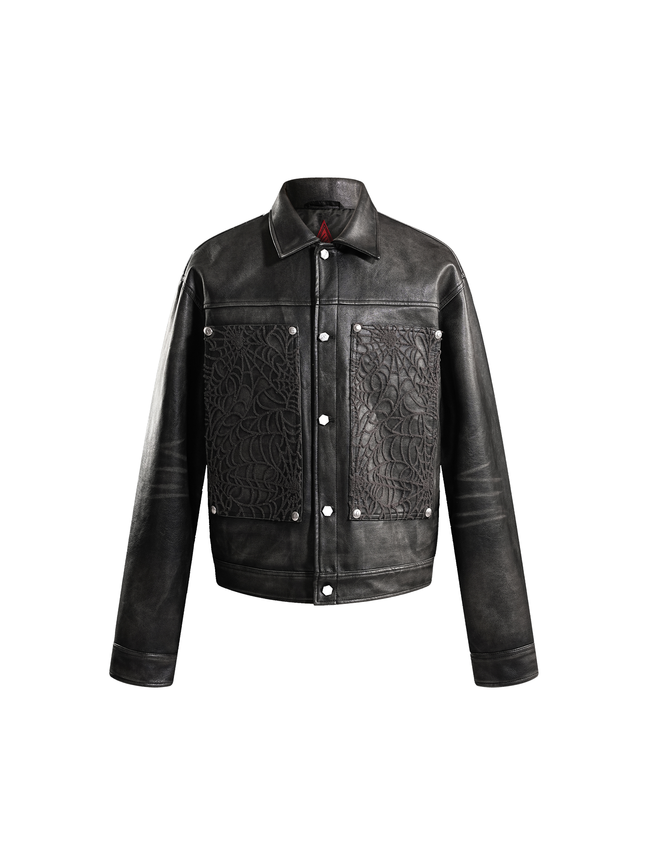 ECLIPSE OF THE BLOOD MOON COBWEB LEATHER JACKET
