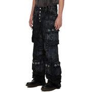 ECLIPSE OF THE BLOOD MOON BRUSHED TEXTURE JEANS WITH POCKETS