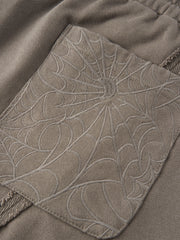 MOONSTONE COBWEB EMBROIDERY DESTROYED SHORTS