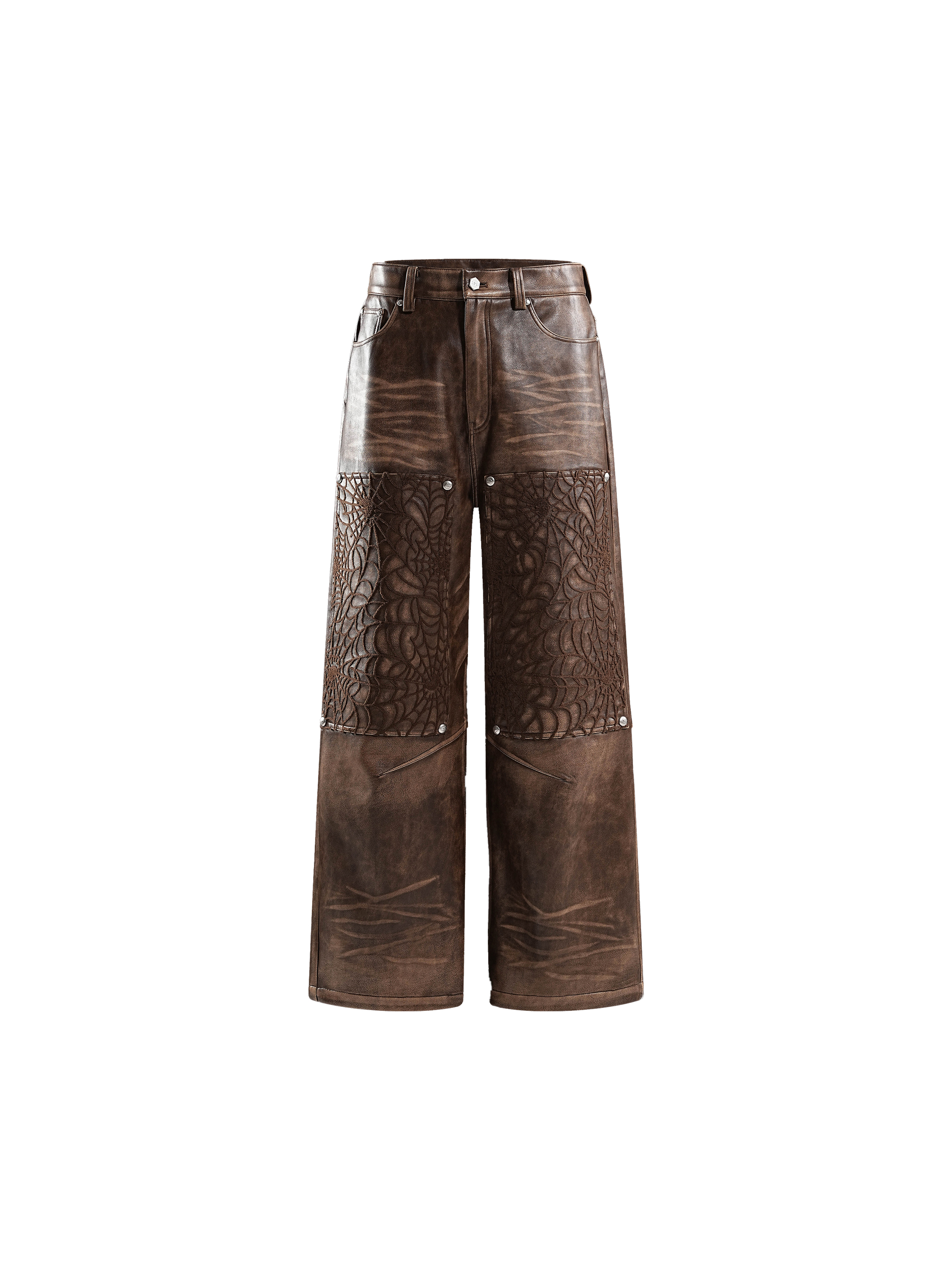 ECLIPSE OF THE BLOOD MOON COBWEB LEATHER PANTS
