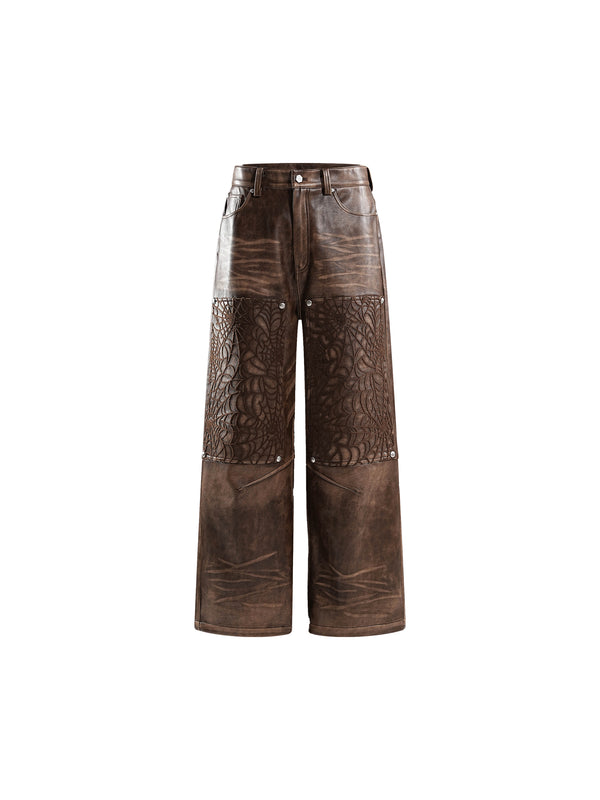 ECLIPSE OF THE BLOOD MOON COBWEB LEATHER PANTS