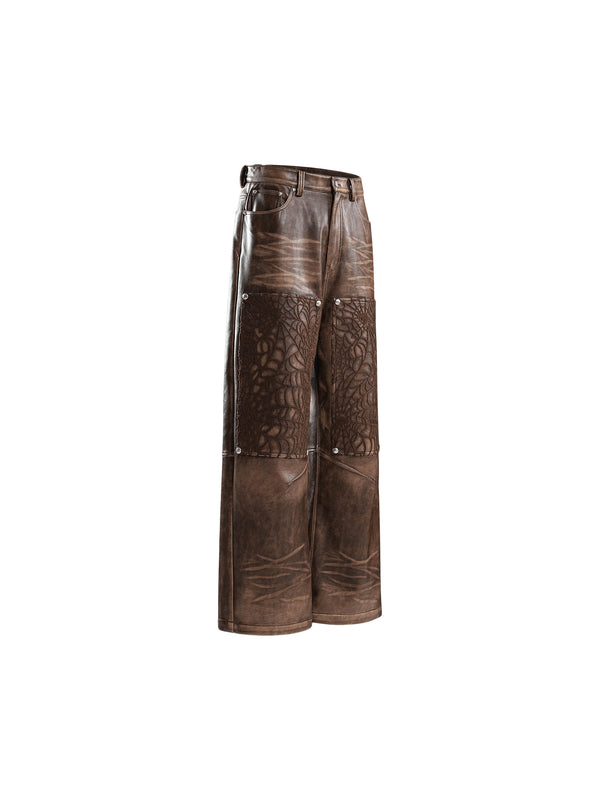 ECLIPSE OF THE BLOOD MOON COBWEB LEATHER PANTS