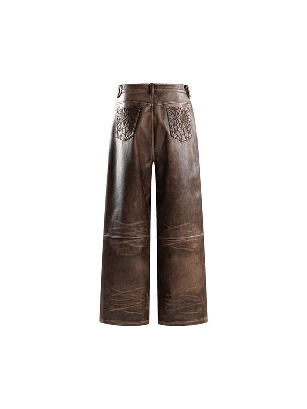 ECLIPSE OF THE BLOOD MOON COBWEB LEATHER PANTS