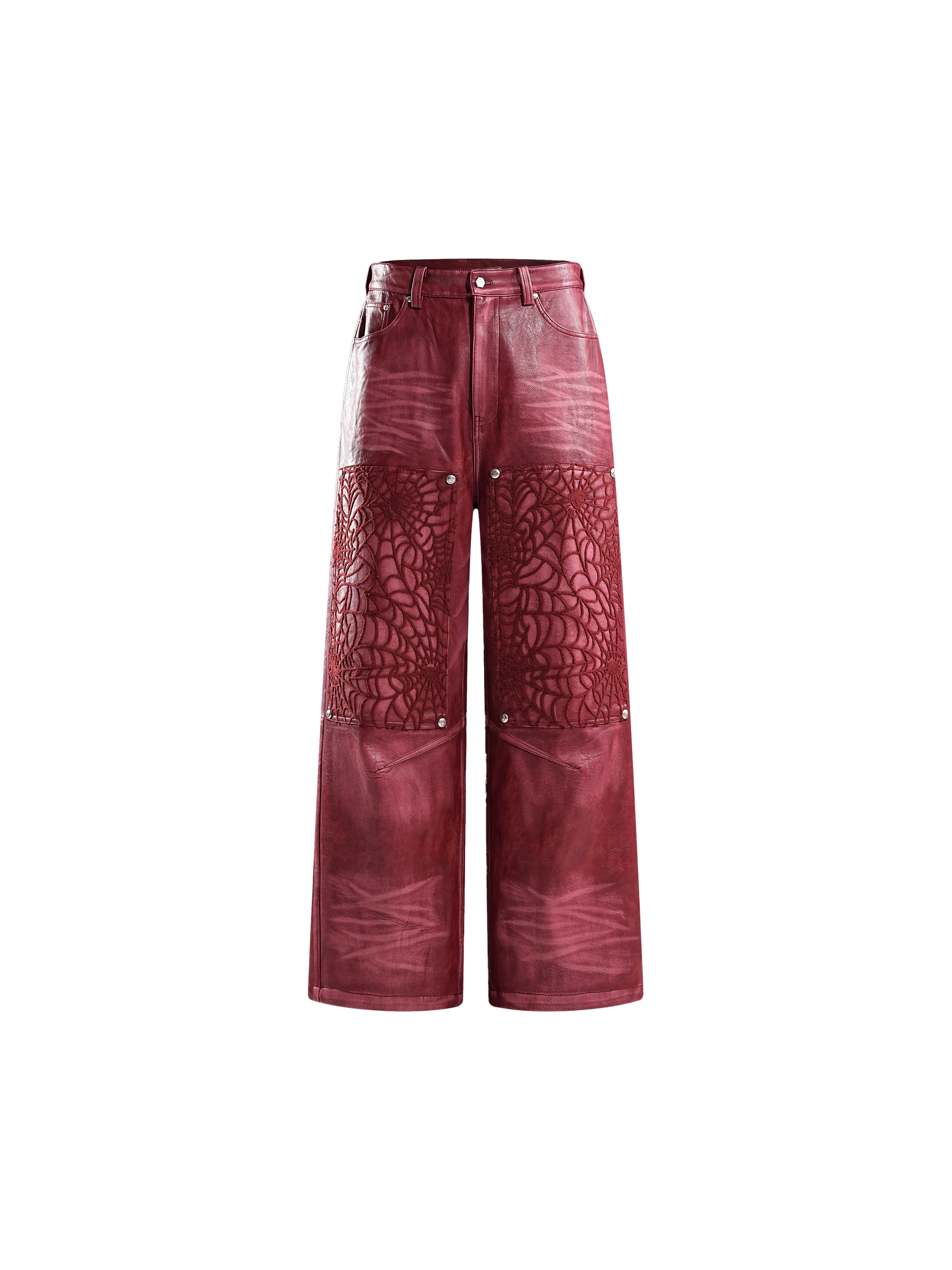 ECLIPSE OF THE BLOOD MOON COBWEB LEATHER PANTS