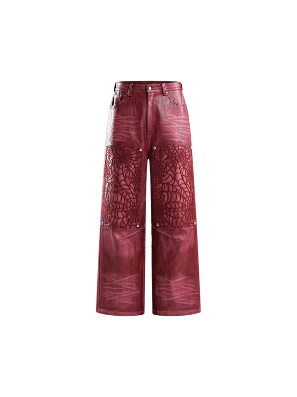 ECLIPSE OF THE BLOOD MOON COBWEB LEATHER PANTS