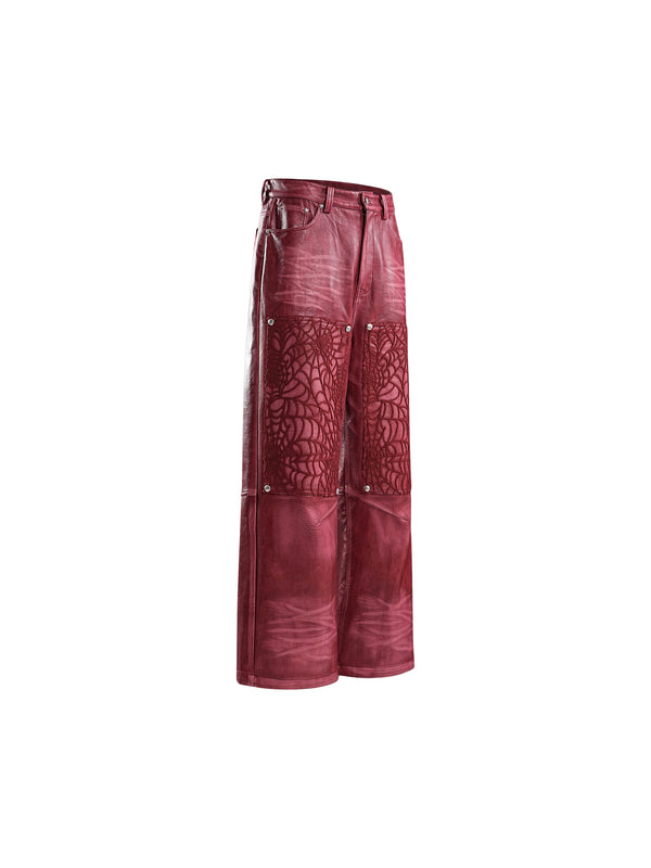 ECLIPSE OF THE BLOOD MOON COBWEB LEATHER PANTS