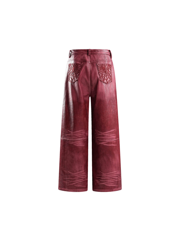 ECLIPSE OF THE BLOOD MOON COBWEB LEATHER PANTS