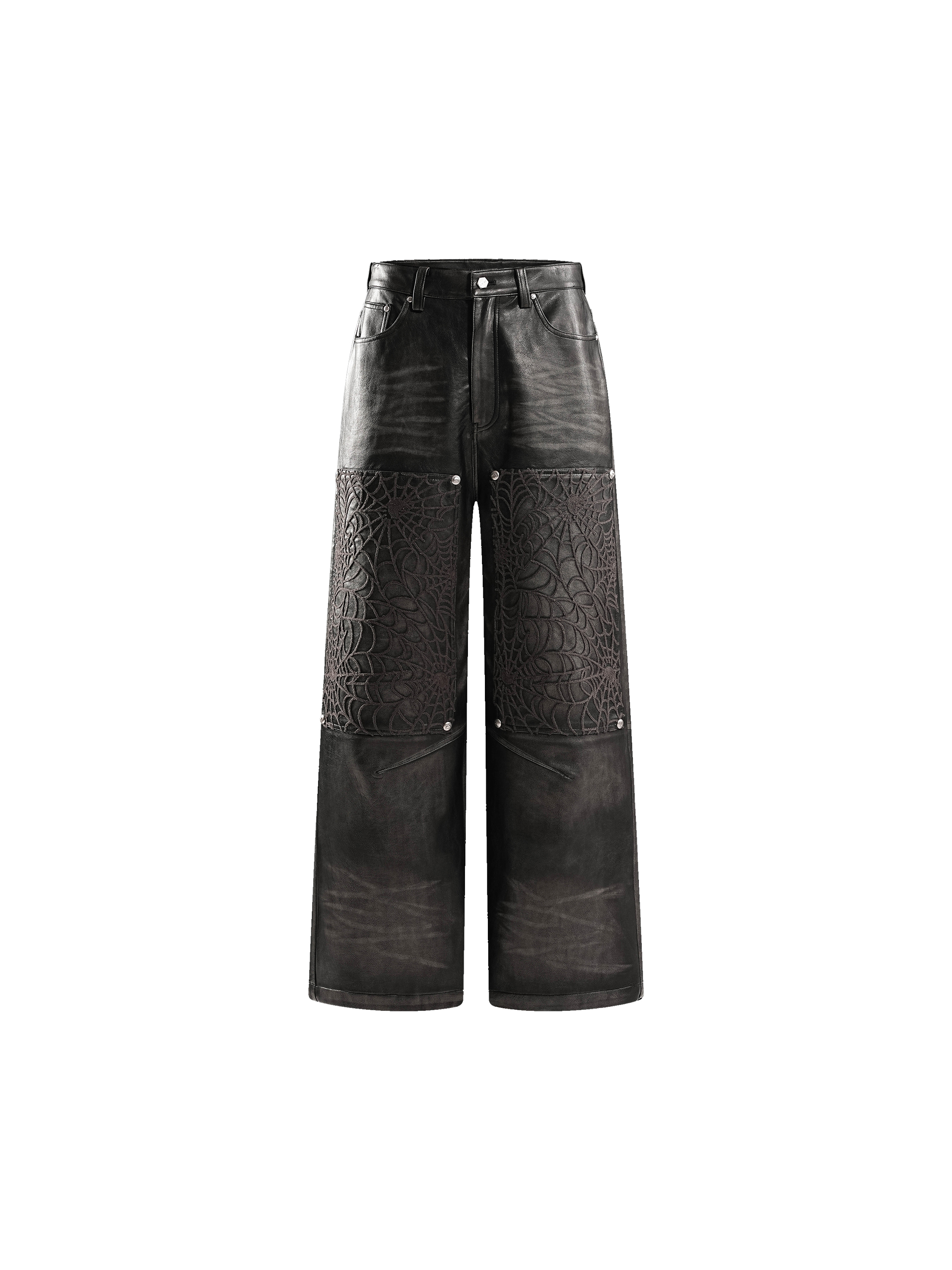 ECLIPSE OF THE BLOOD MOON COBWEB LEATHER PANTS