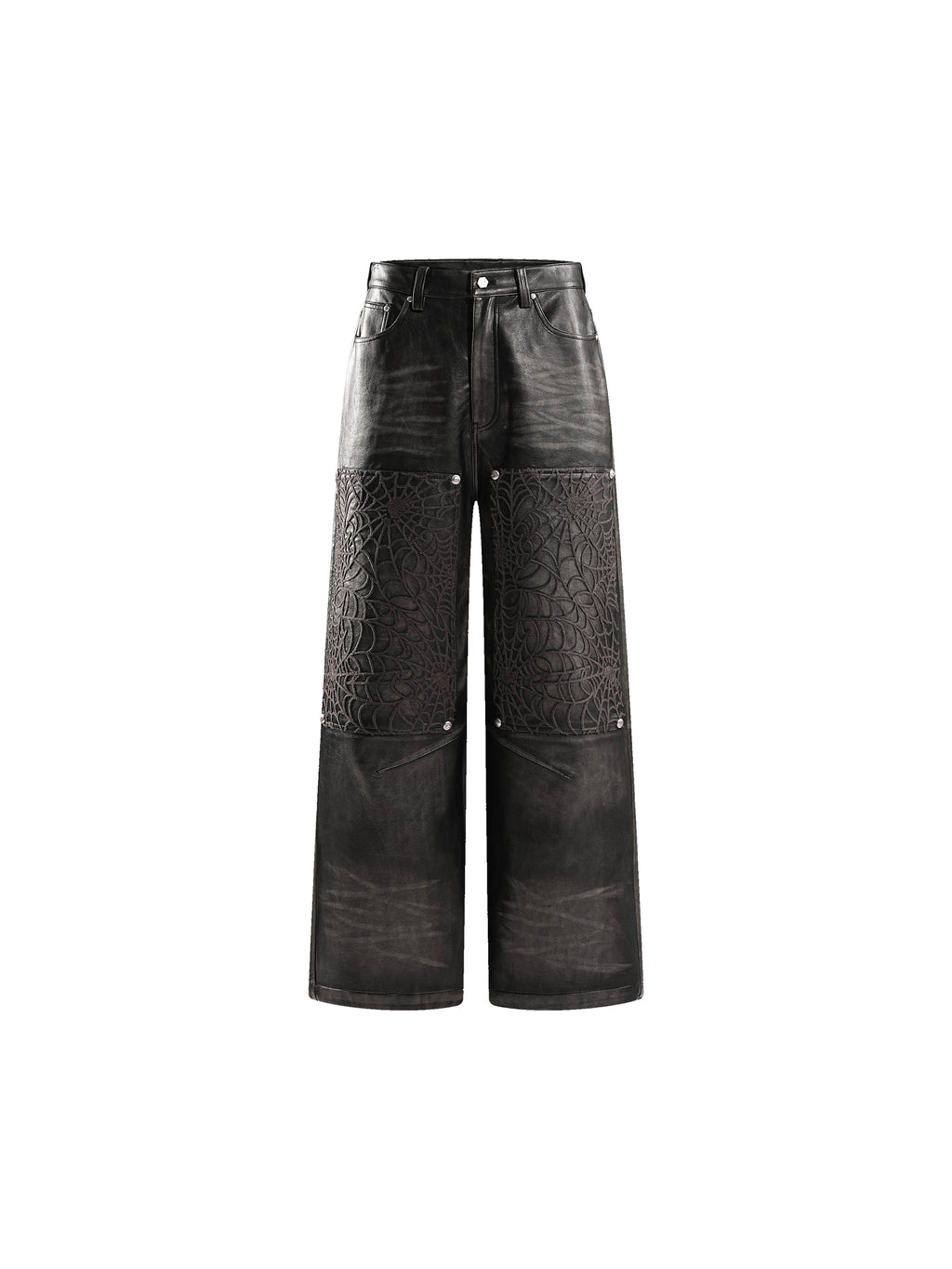 ECLIPSE OF THE BLOOD MOON COBWEB LEATHER PANTS