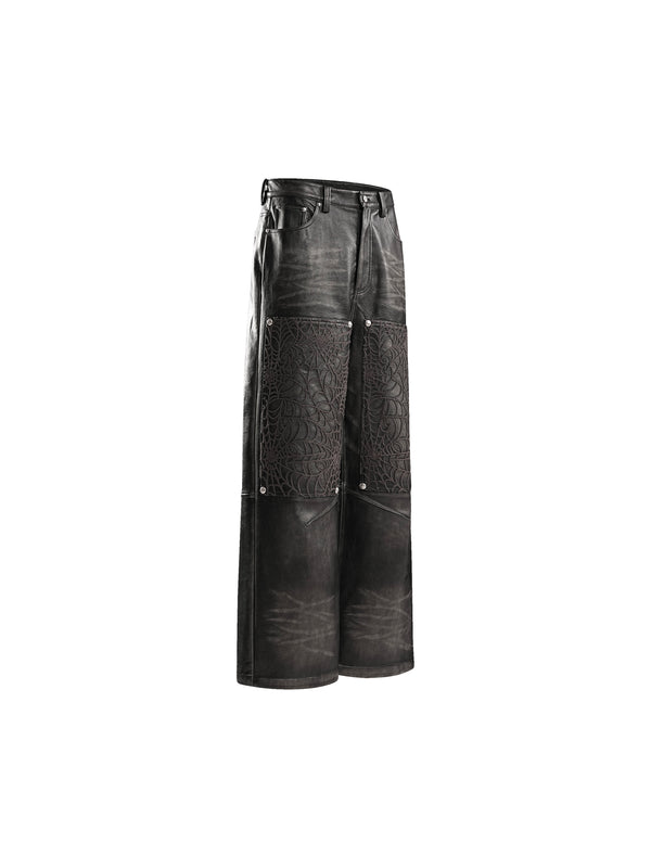 ECLIPSE OF THE BLOOD MOON COBWEB LEATHER PANTS