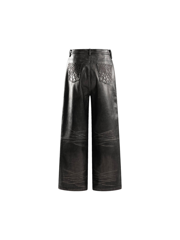 ECLIPSE OF THE BLOOD MOON COBWEB LEATHER PANTS