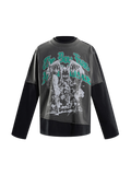 TBHNP Eclipse of the Blood Moon arrival knight long-sleeve tee in black, front flat-lay — men's streetwear tee