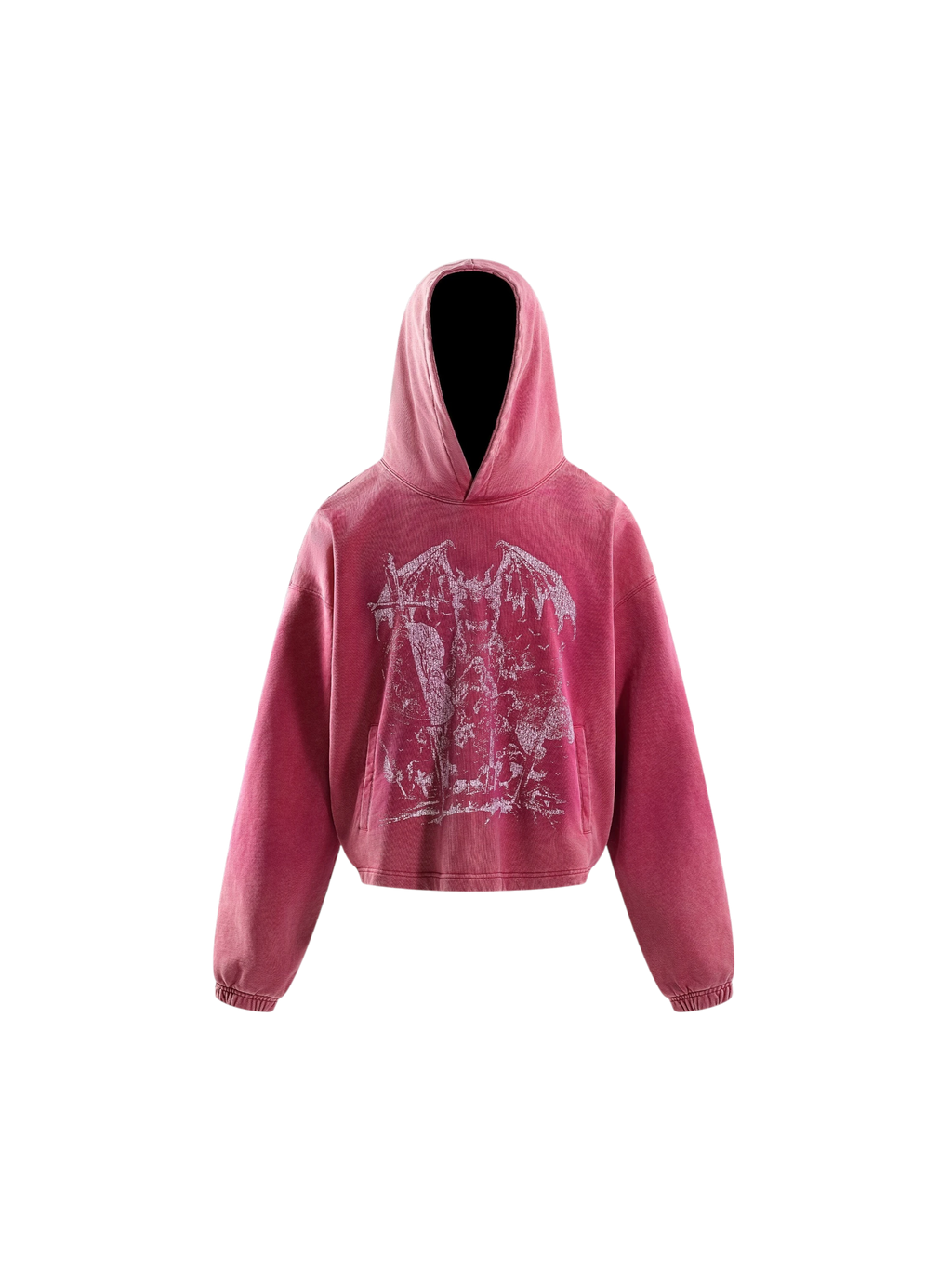 TBHNP arrival knight hoodie in red, front flat-lay — men's streetwear hoodie