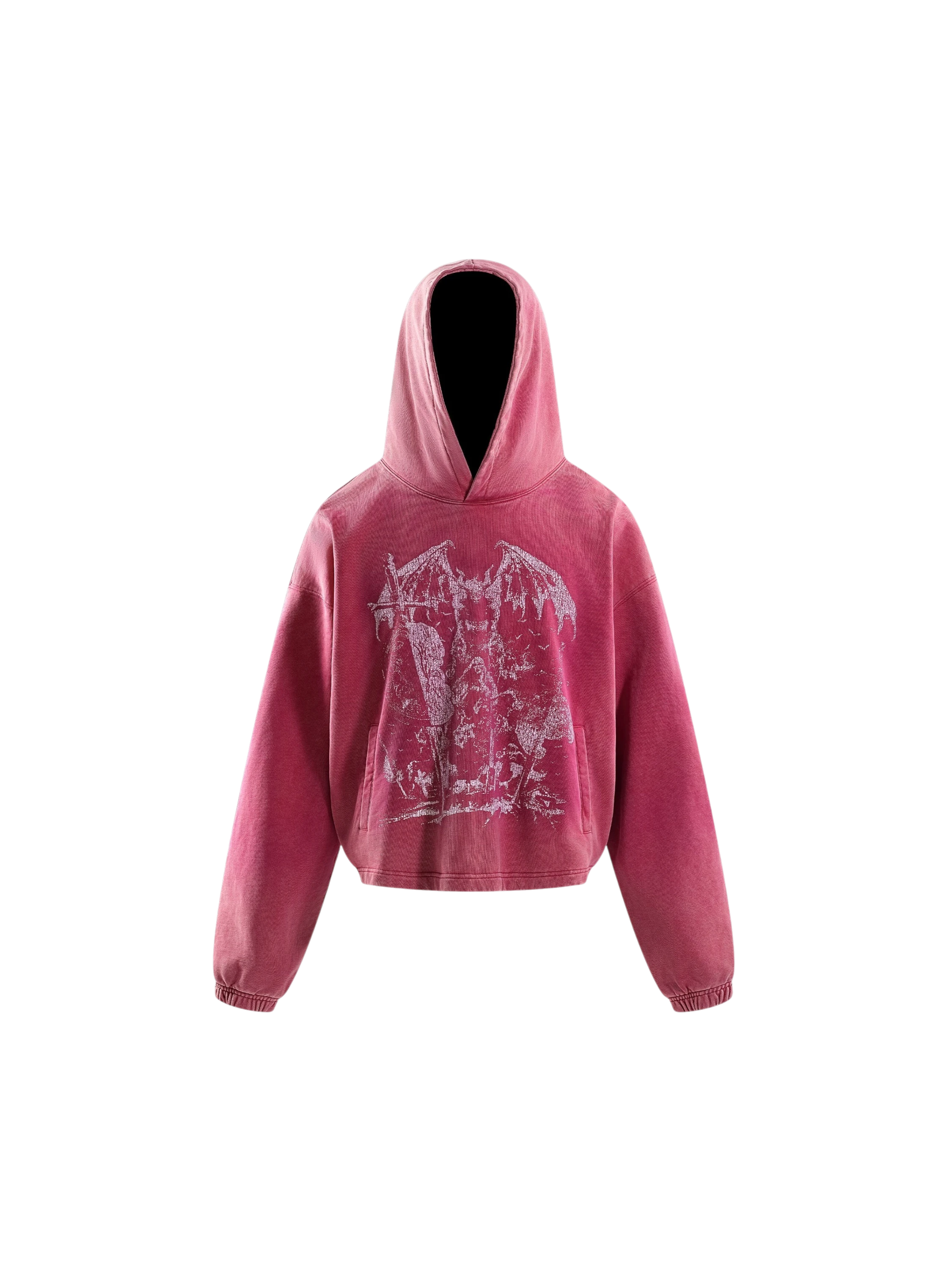 TBHNP arrival knight hoodie in red, front flat-lay — men's streetwear hoodie