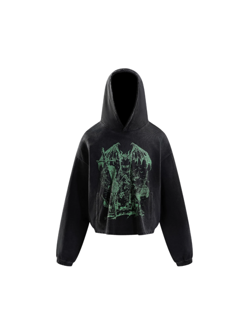 TBHNP Eclipse of the Blood Moon arrival knight hoodie in black, front flat-lay — men's streetwear hoodie