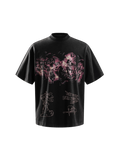 TBHNP arrival deconstructed short-sleeve tee in black, front flat-lay — men's streetwear tee