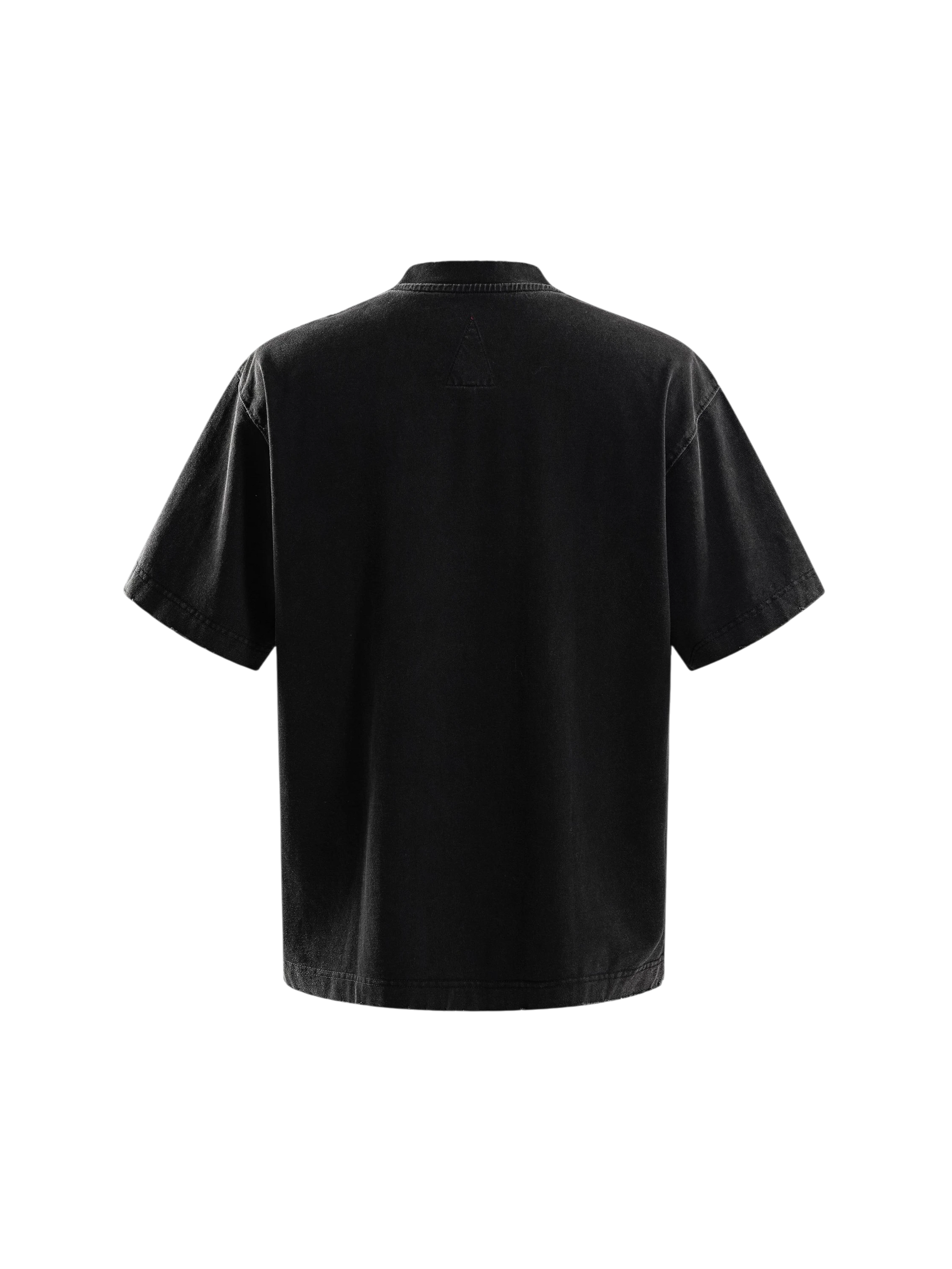 TBHNP black arrival short-sleeve tee, back flat-lay — men's streetwear tee