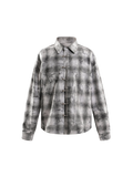 ECLIPSE OF THE BLOOD MOON RHINESTONE BUCKLE PLAID SHIRT