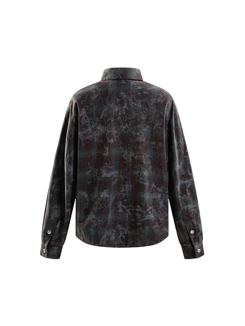 ECLIPSE OF THE BLOOD MOON RHINESTONE BUCKLE PLAID SHIRT