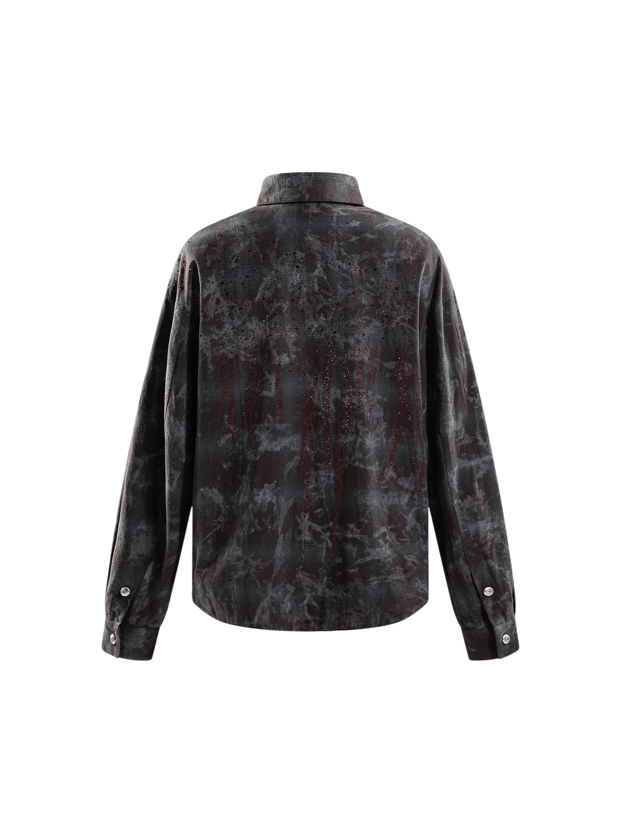 TBHNP Eclipse of the Blood Moon rhinestone buckle plaid flannel shirt — men's gothic streetwear button-up