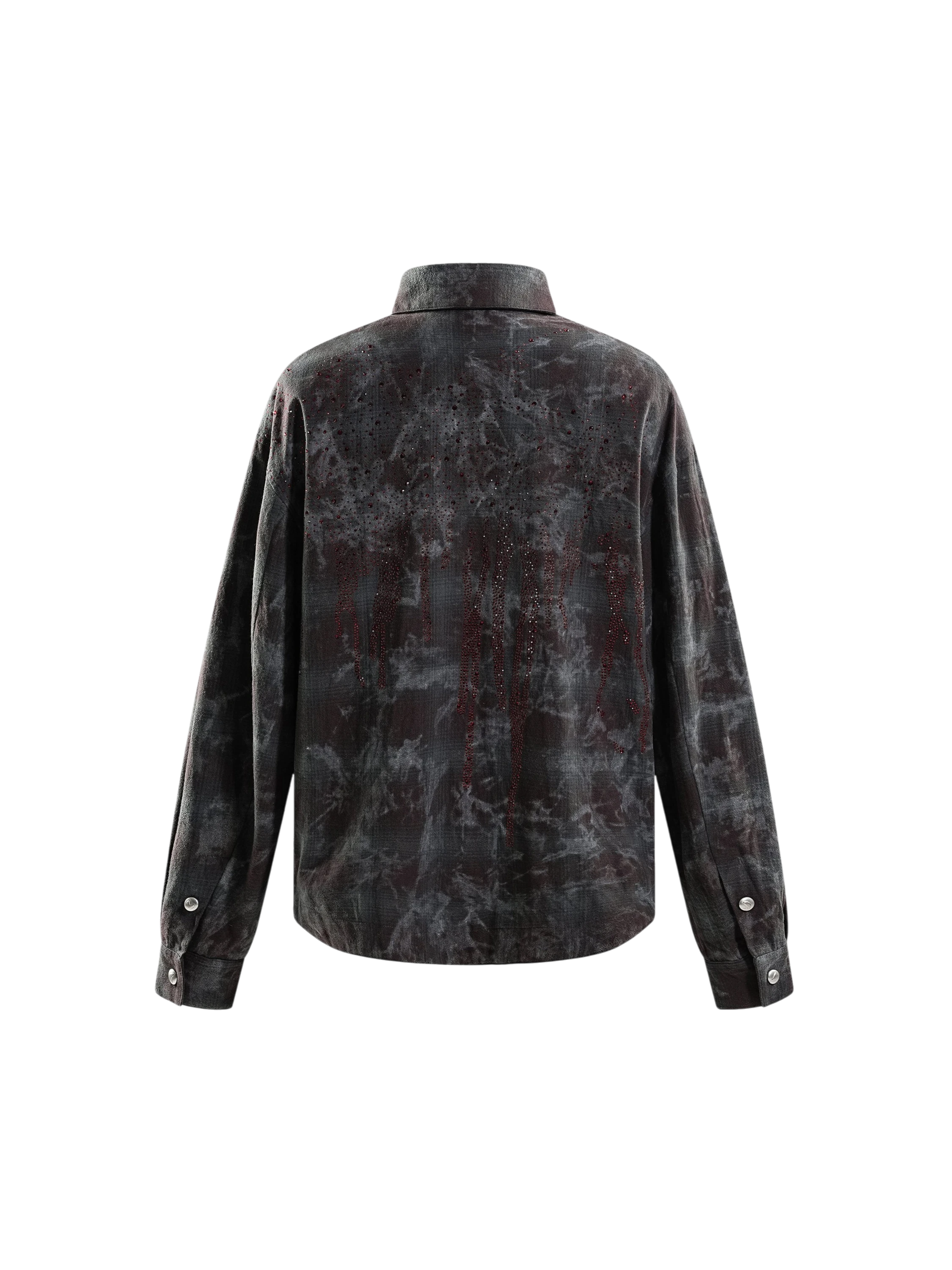 TBHNP Eclipse of the Blood Moon rhinestone buckle plaid flannel shirt — men's gothic streetwear button-up