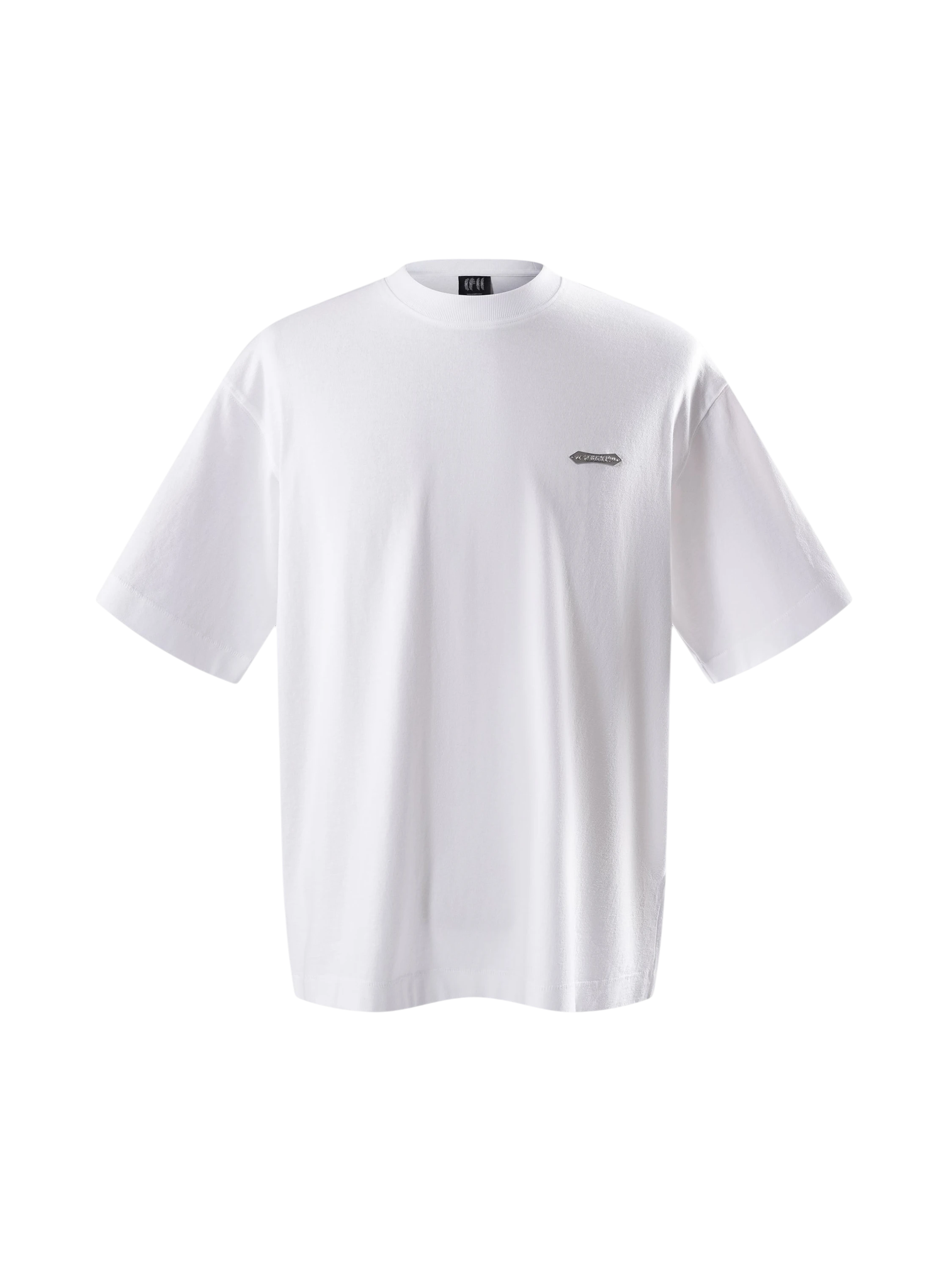 TBHNP Luminous Dawn Emblem & Shadowbat tee in white, front flat-lay — men's streetwear tee