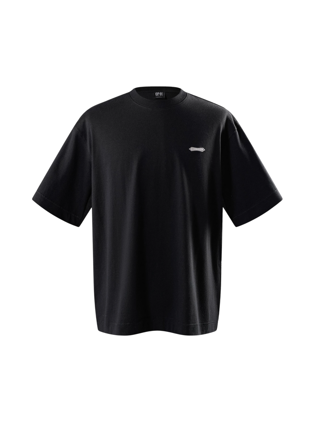 TBHNP Luminous Dawn Emblem & Shadowbat tee in black, front flat-lay — men's streetwear tee