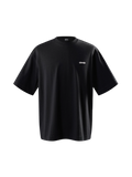 TBHNP Luminous Dawn Emblem & Shadowbat tee in black, front flat-lay — men's streetwear tee