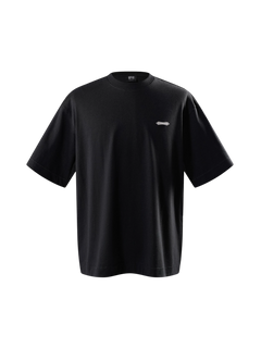 TBHNP Luminous Dawn Emblem & Shadowbat tee in black, front flat-lay — men's streetwear tee