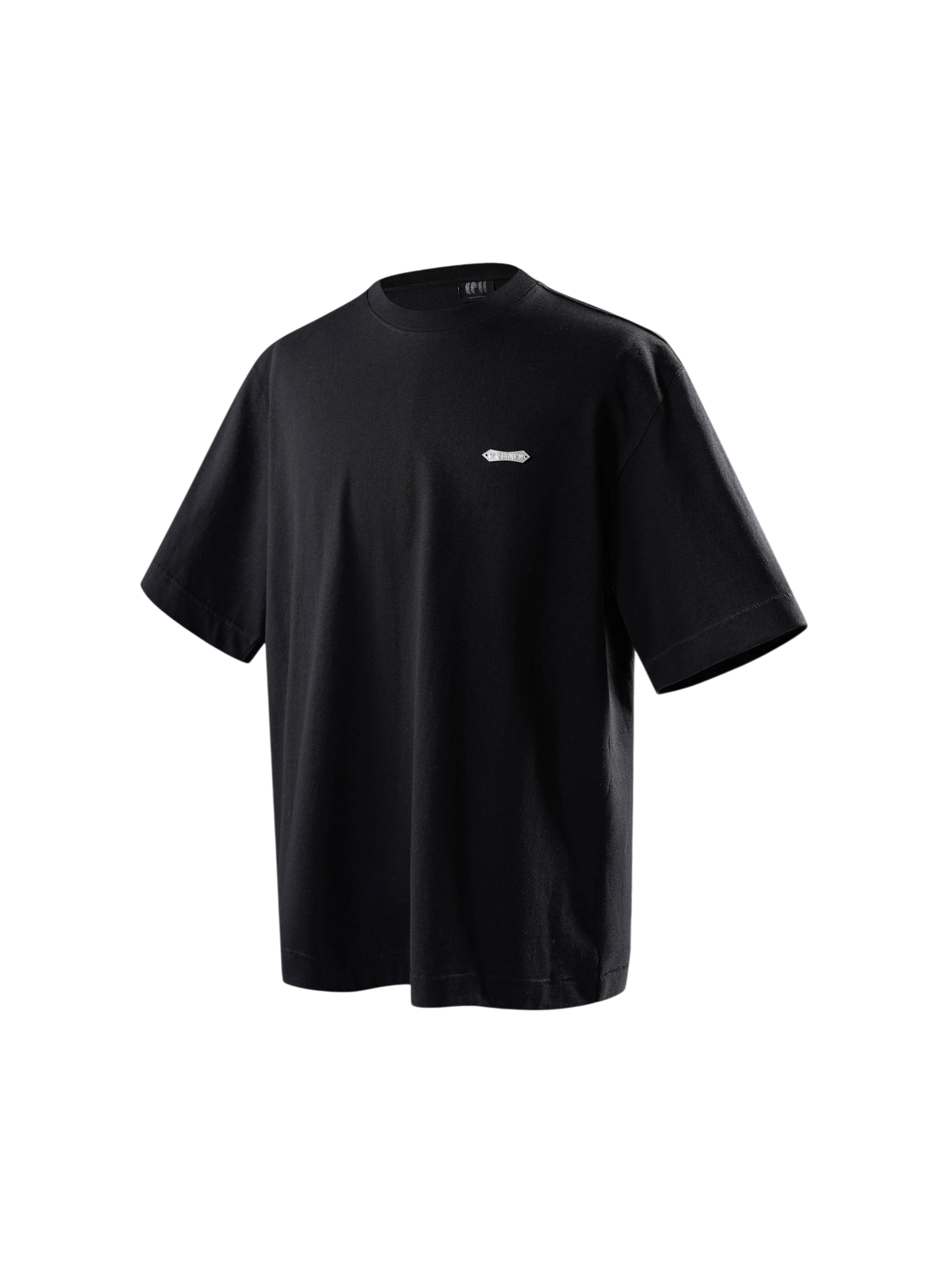 TBHNP black Emblem & Shadowbat tee, front flat-lay — men's streetwear tee