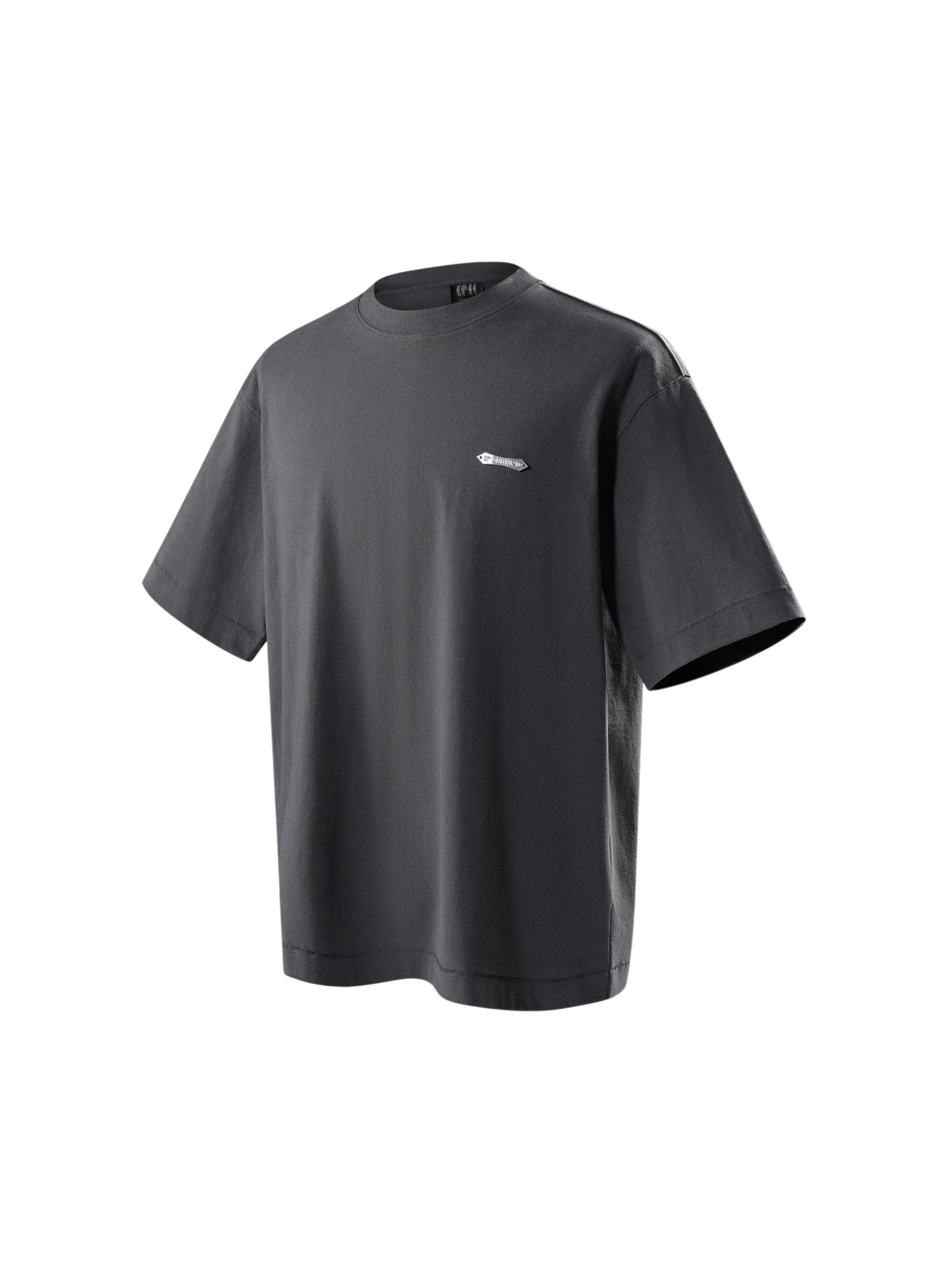 TBHNP dark grey Emblem & Shadowbat tee, front flat-lay — men's streetwear tee