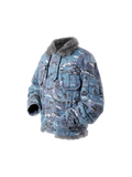 TBHNP Eclipse of the Blood Moon blue camo padded fur-collar jacket — men's streetwear jacket